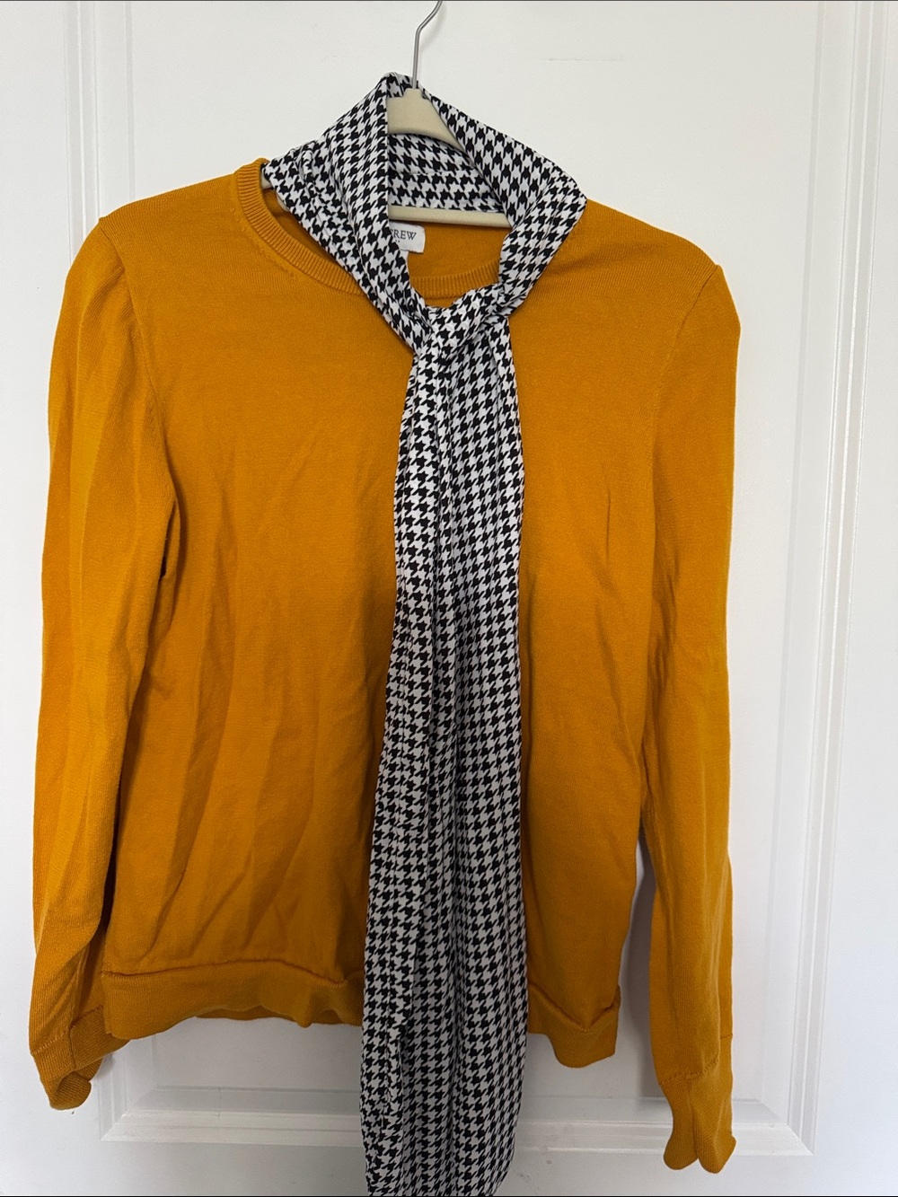J. Crew Sweater Top with Black & White Houndstooth